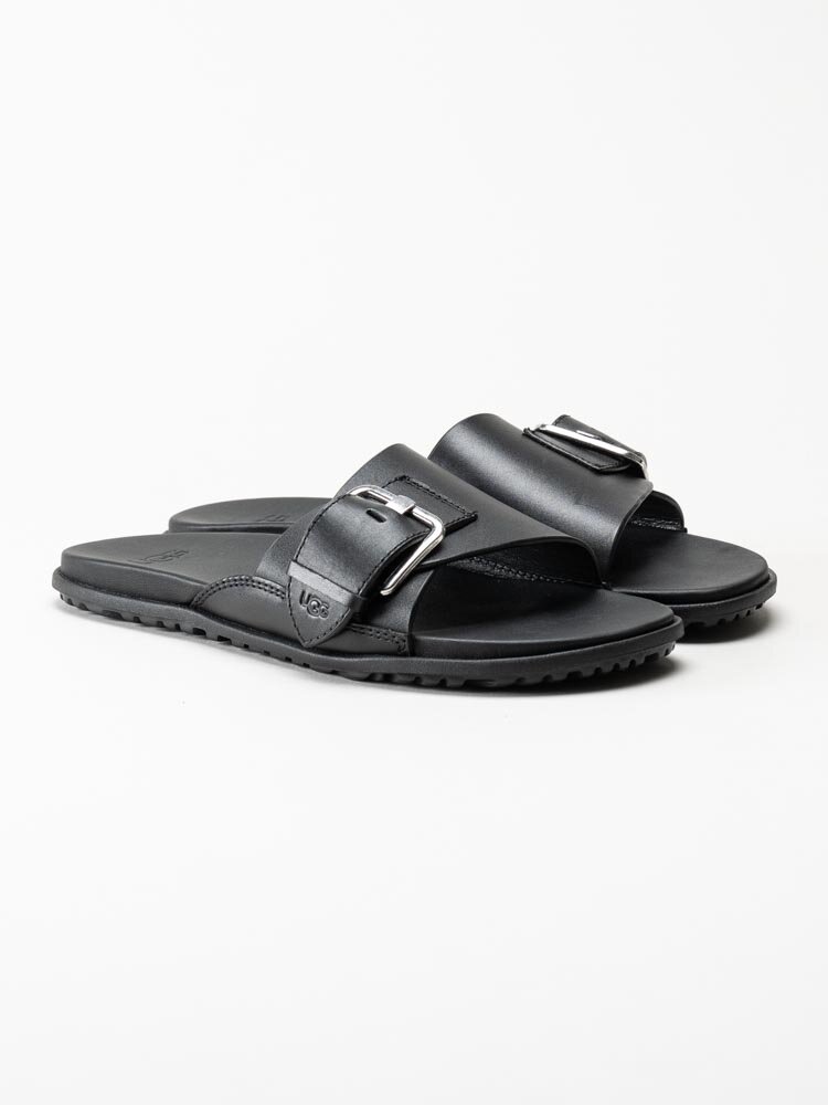 UGG - W Solivan Buckle Slide - Svarta slip in sandaler i skinn