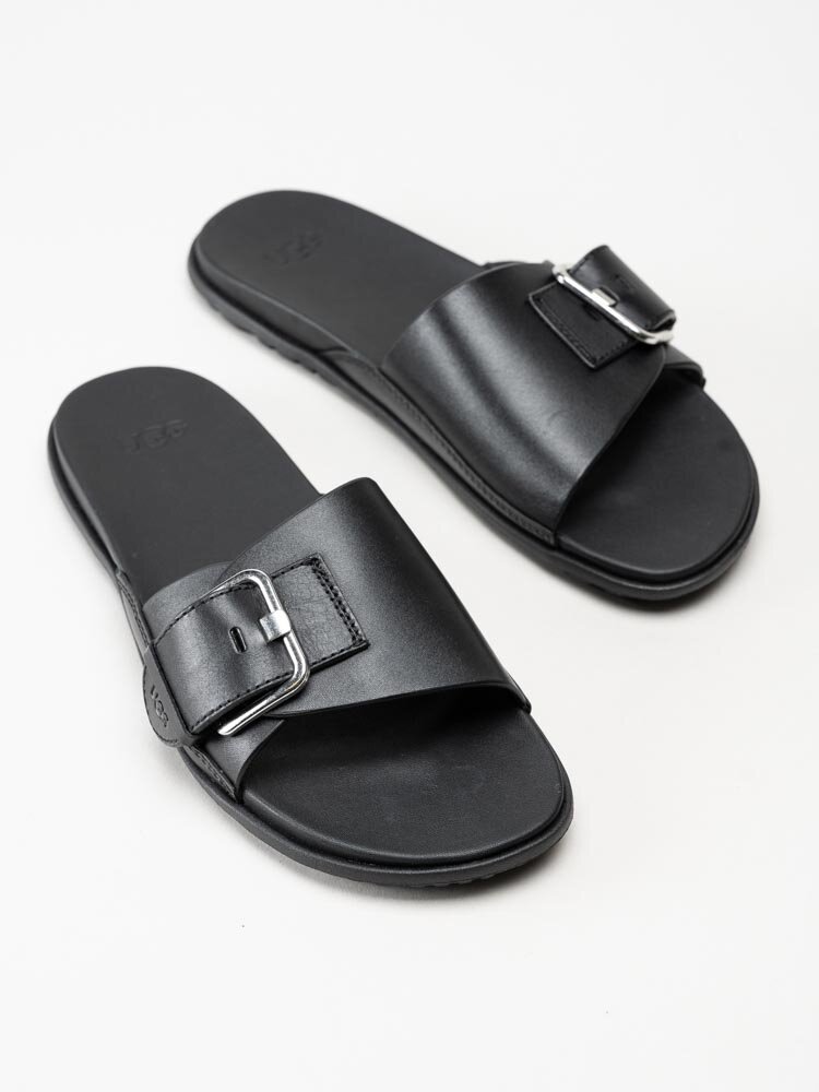 UGG - W Solivan Buckle Slide - Svarta slip in sandaler i skinn