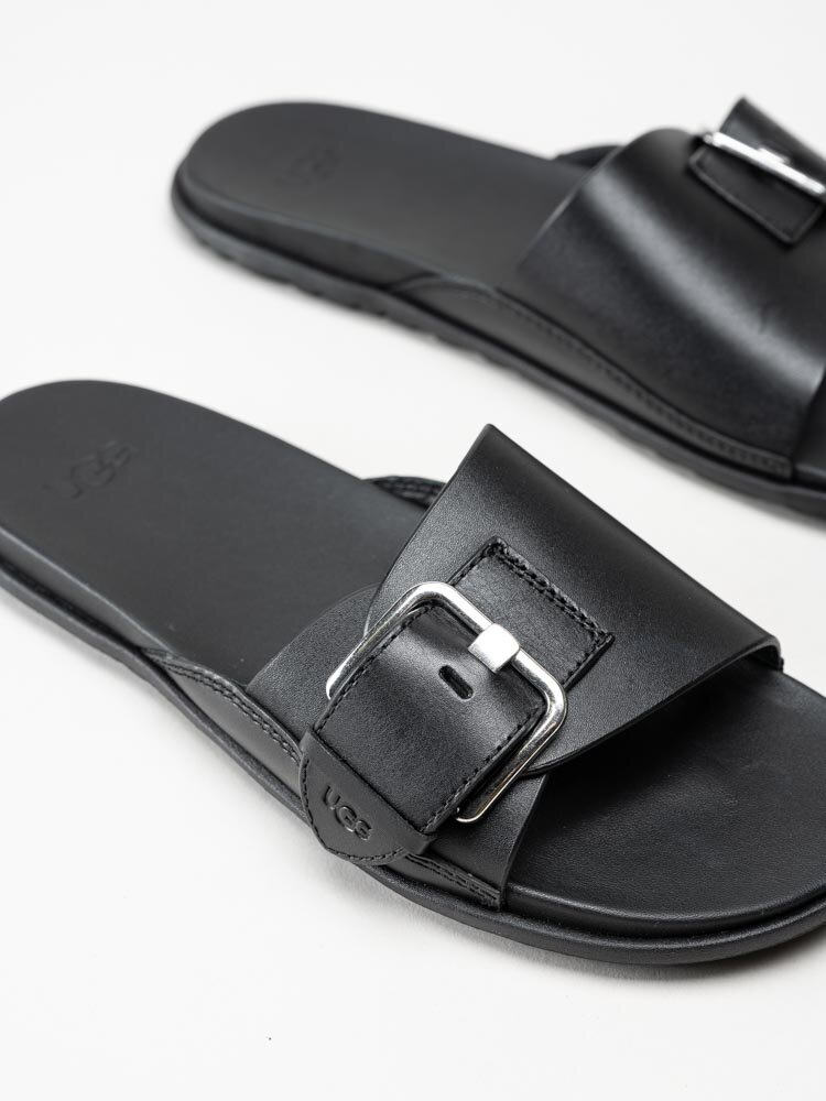 UGG - W Solivan Buckle Slide - Svarta slip in sandaler i skinn
