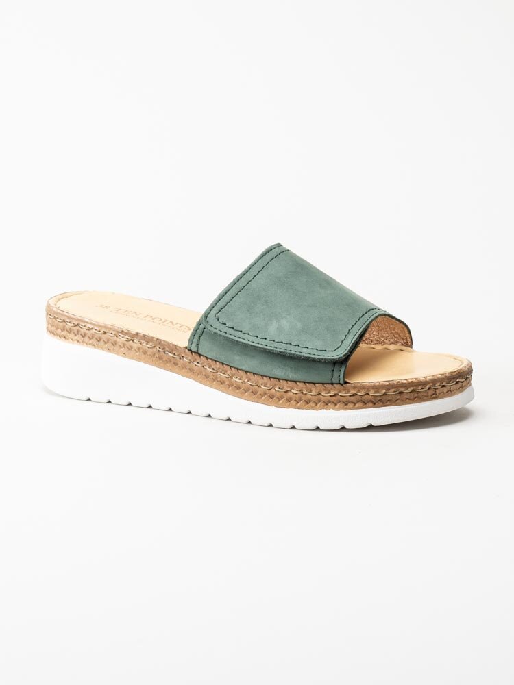 Ten Points - Malin - Gröna slip in sandaler i nubuck