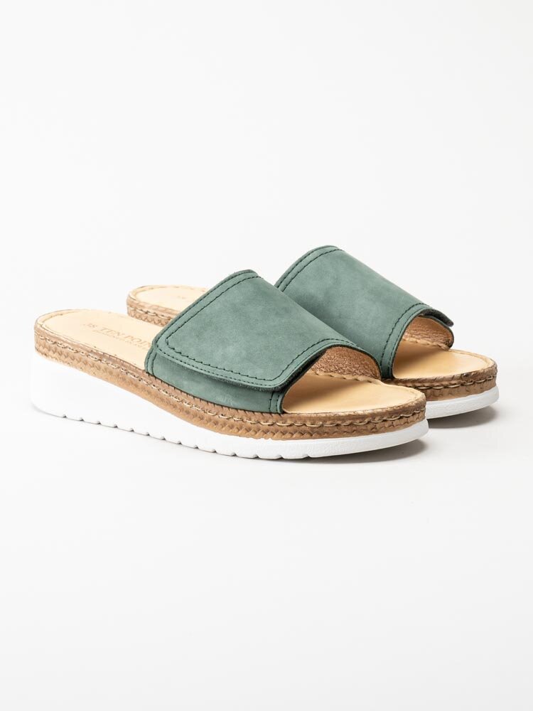 Ten Points - Malin - Gröna slip in sandaler i nubuck