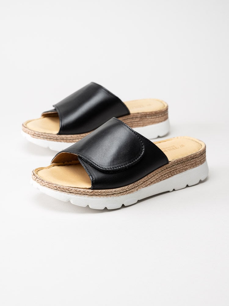 Ten Points - Maya - Svarta slip in sandaler i skinn