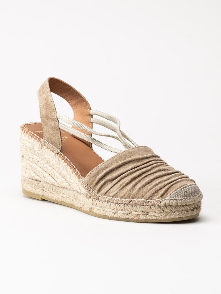 Duffy - Beige kilklackade espadrillos i mocka