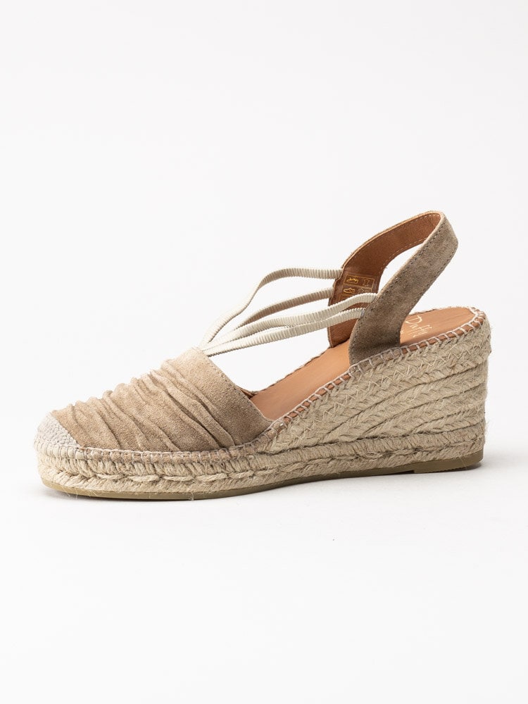 Duffy - Beige kilklackade espadrillos i mocka