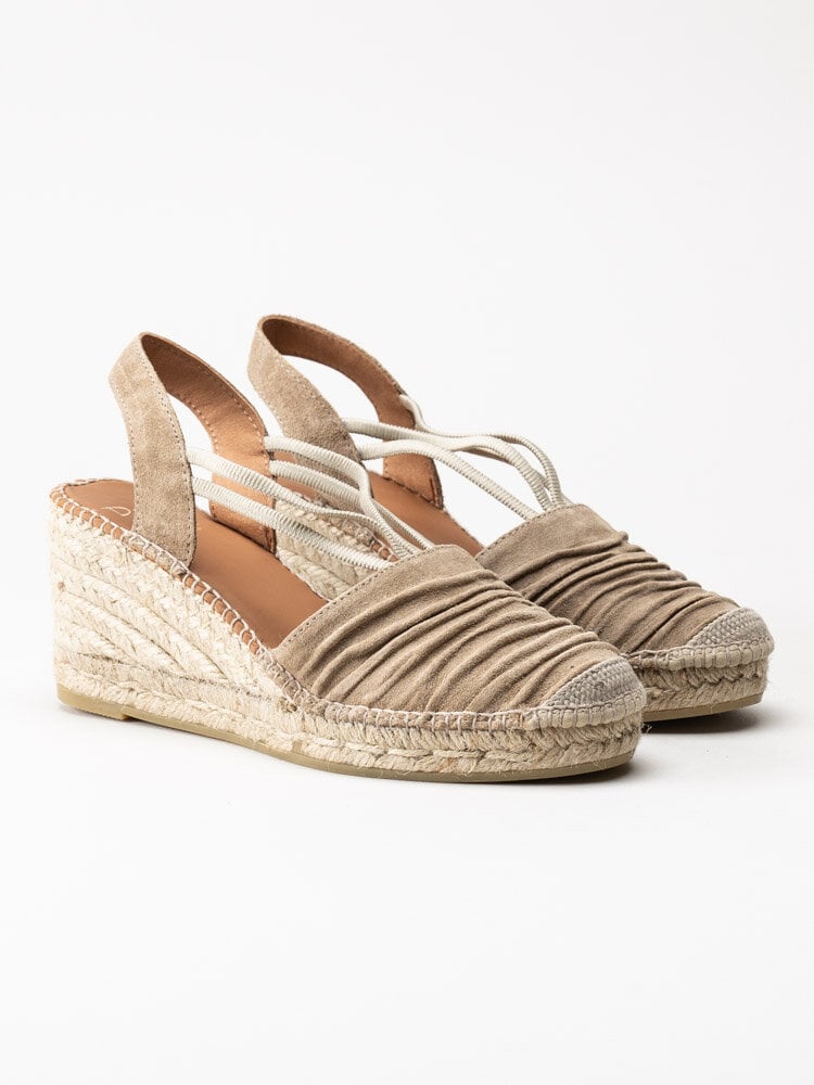 Duffy - Beige kilklackade espadrillos i mocka