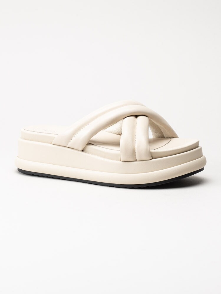 Tamaris - Off white slip in platåsandaletter i skinn