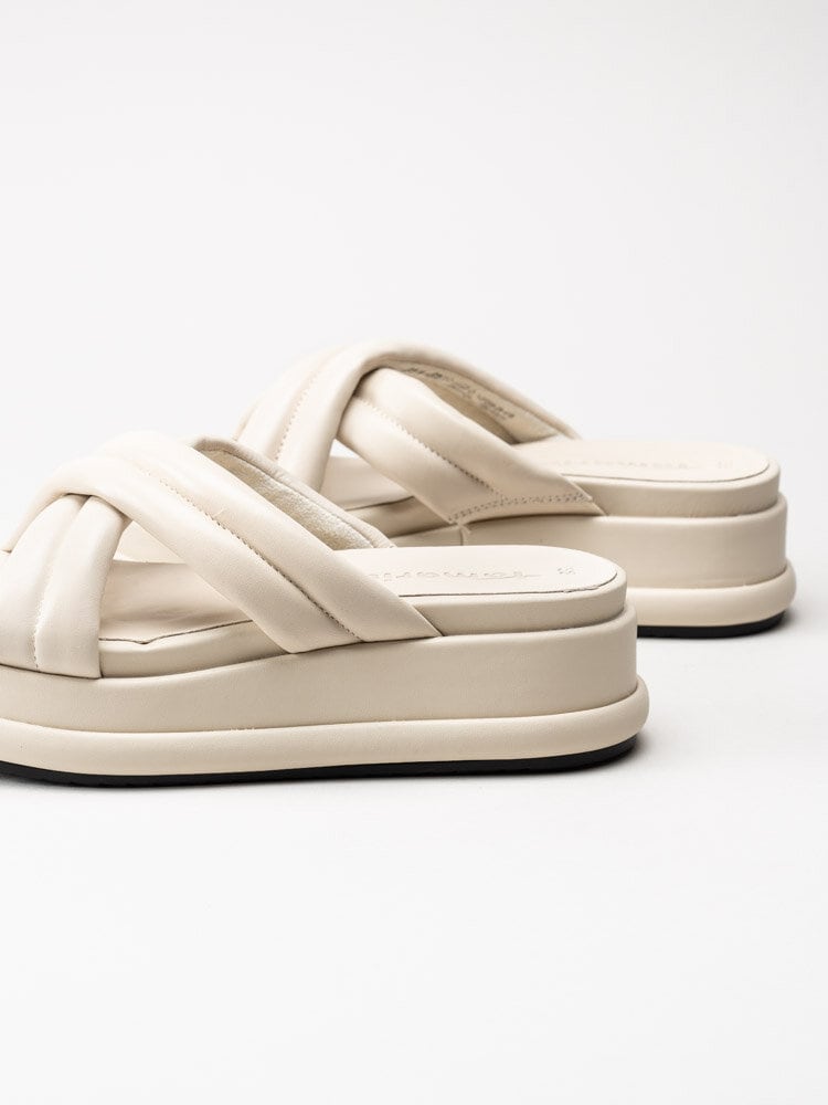 Tamaris - Off white slip in platåsandaletter i skinn