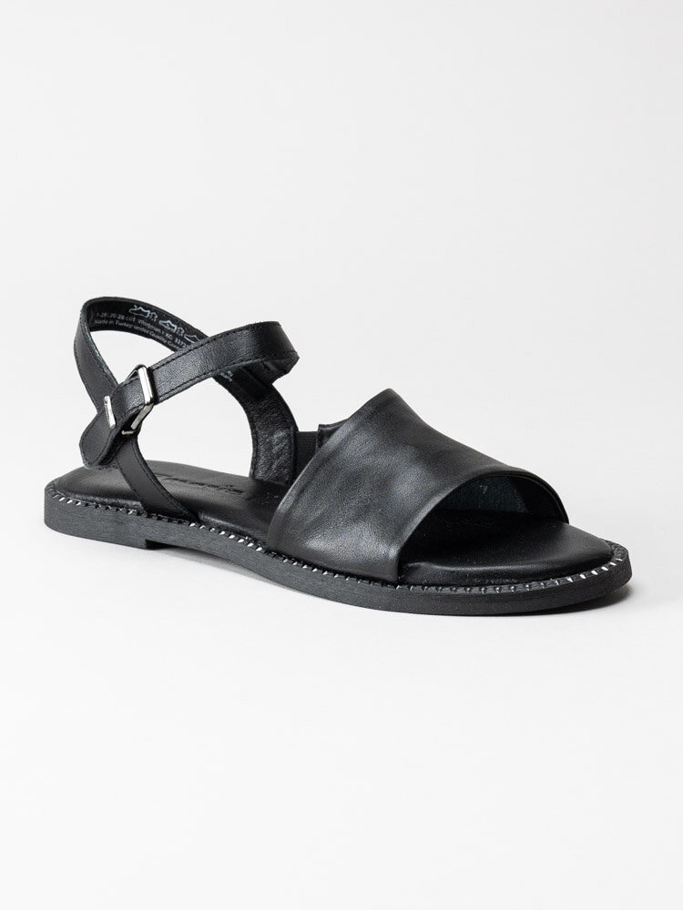 Tamaris - Svarta sandaler i skinn