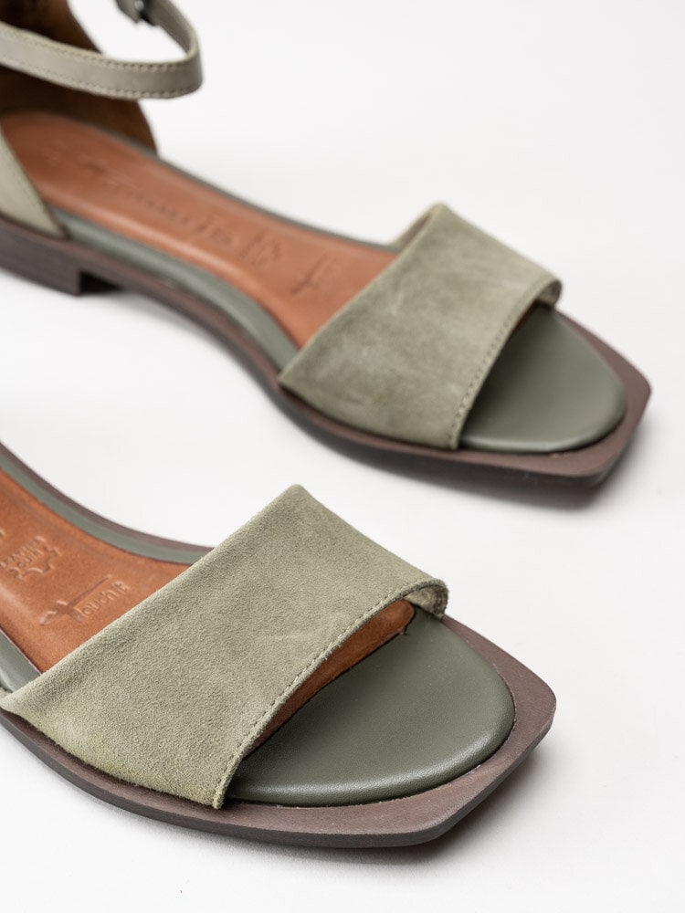 Tamaris - Gröna sandaler i mocka och skinn