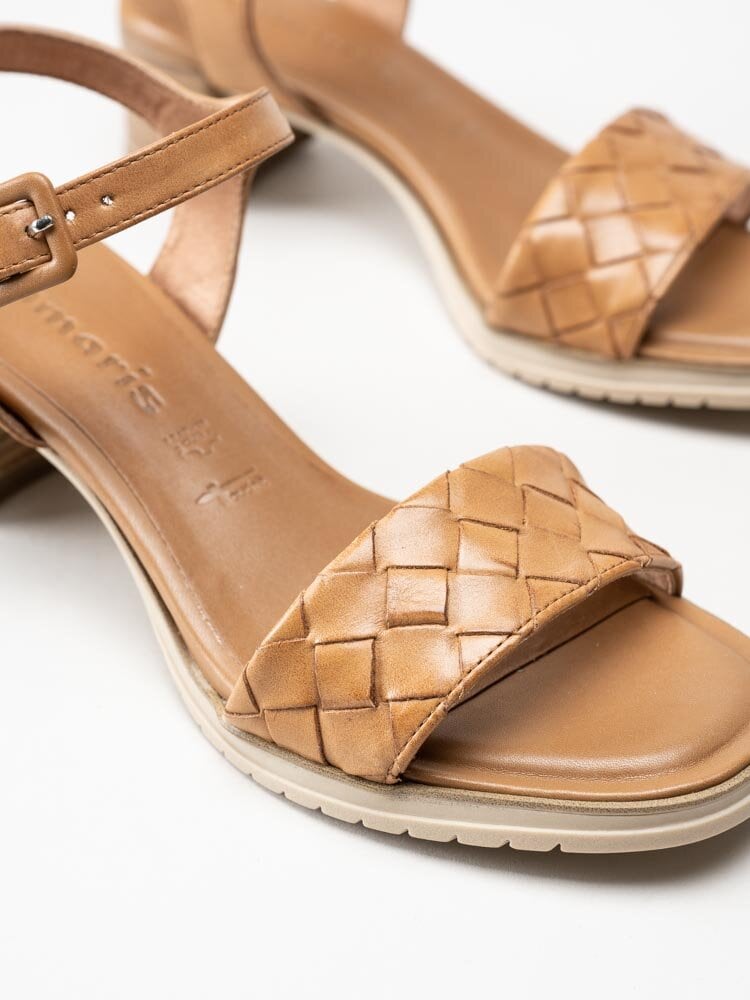 Tamaris - Ljusbruna sandaletter i skinn