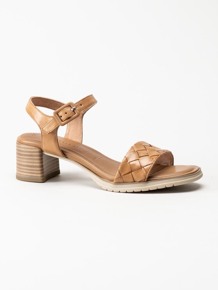 Tamaris - Ljusbruna sandaletter i skinn