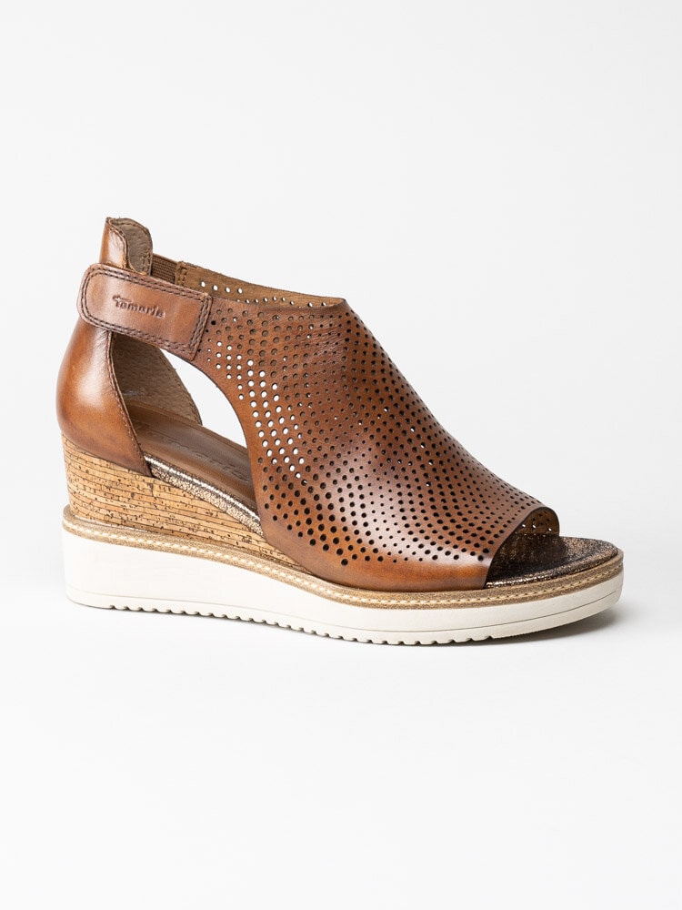 Tamaris - Bruna sandaletter i skinn