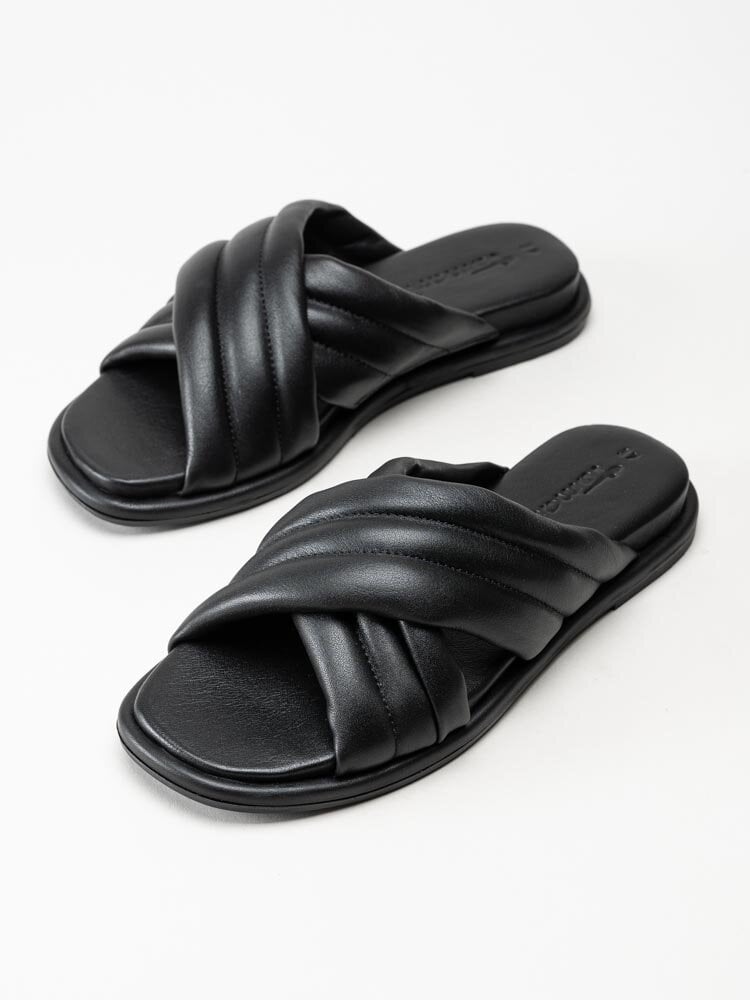 Tamaris - Svarta slip in sandaler i skinn