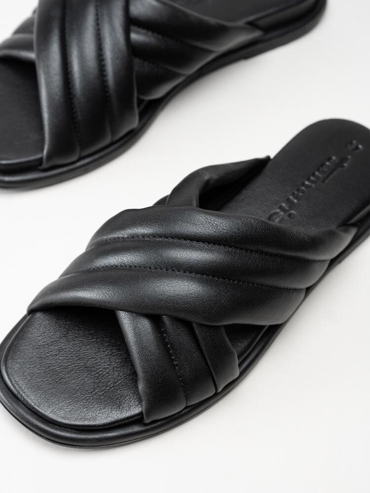 Tamaris - Svarta slip in sandaler i skinn