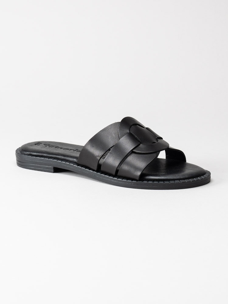 Tamaris - Svarta slip in sandaler i skinn