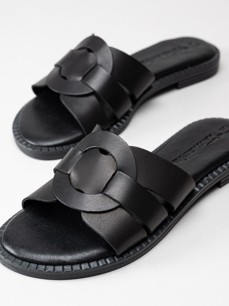 Tamaris - Svarta slip in sandaler i skinn