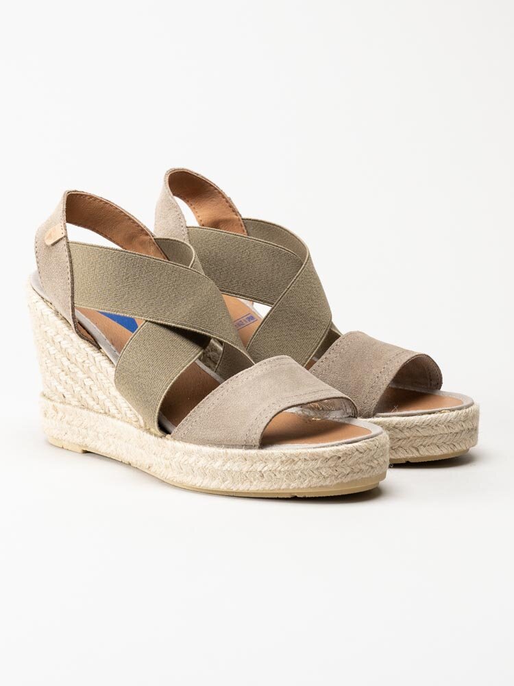 Verbenas - Silvia - Beige kilklackade espadrillos i mocka