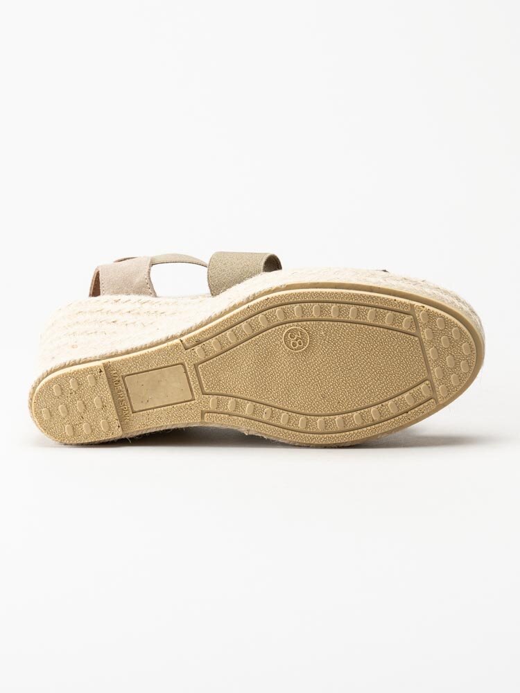 Verbenas - Silvia - Beige kilklackade espadrillos i mocka