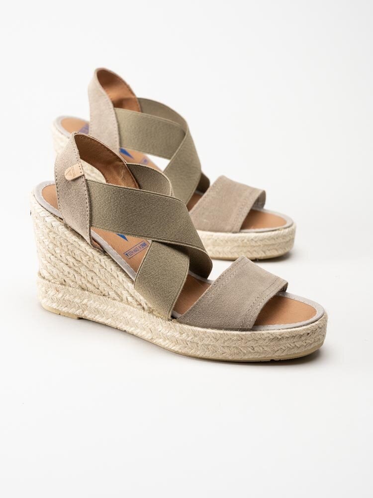 Verbenas - Silvia - Beige kilklackade espadrillos i mocka