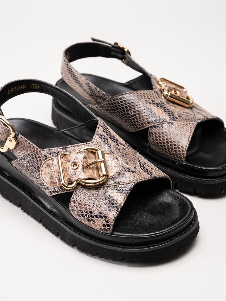 Copenhagen Shoes - As A Woman - Bruna platå-sandaler med snake-mönster