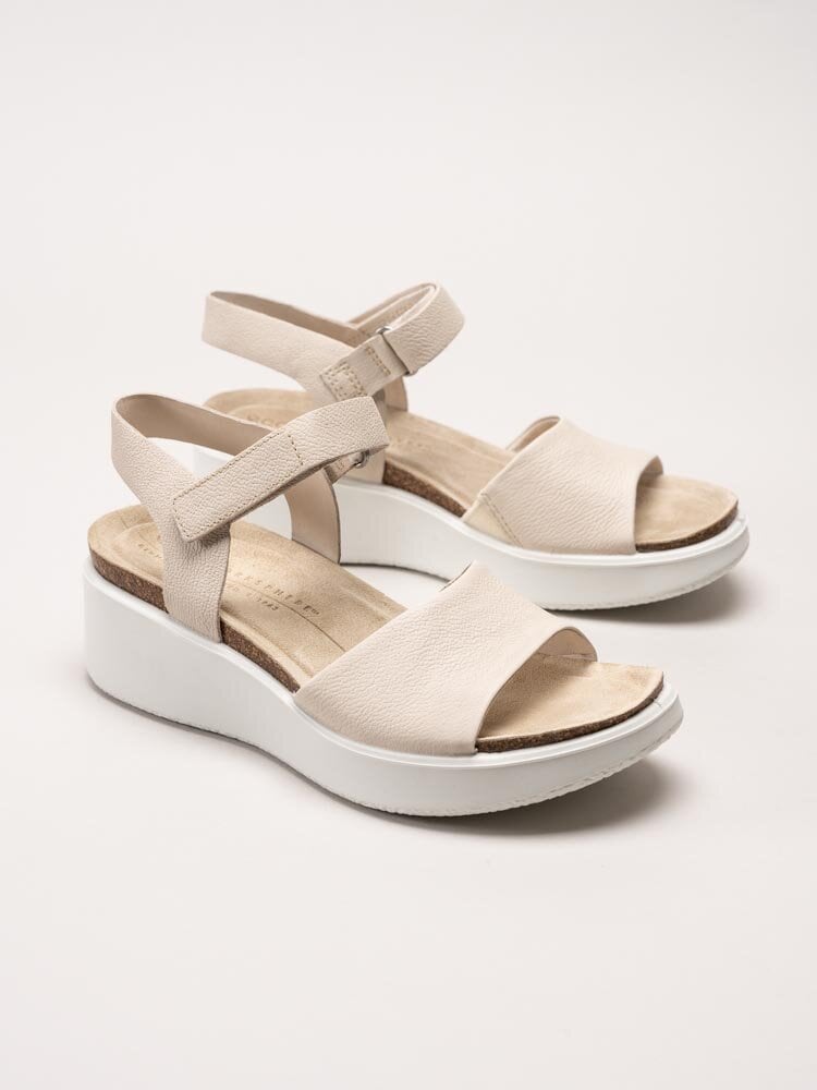 Ecco - Flowt Wedge Cork - Beige kil-klackad sandal