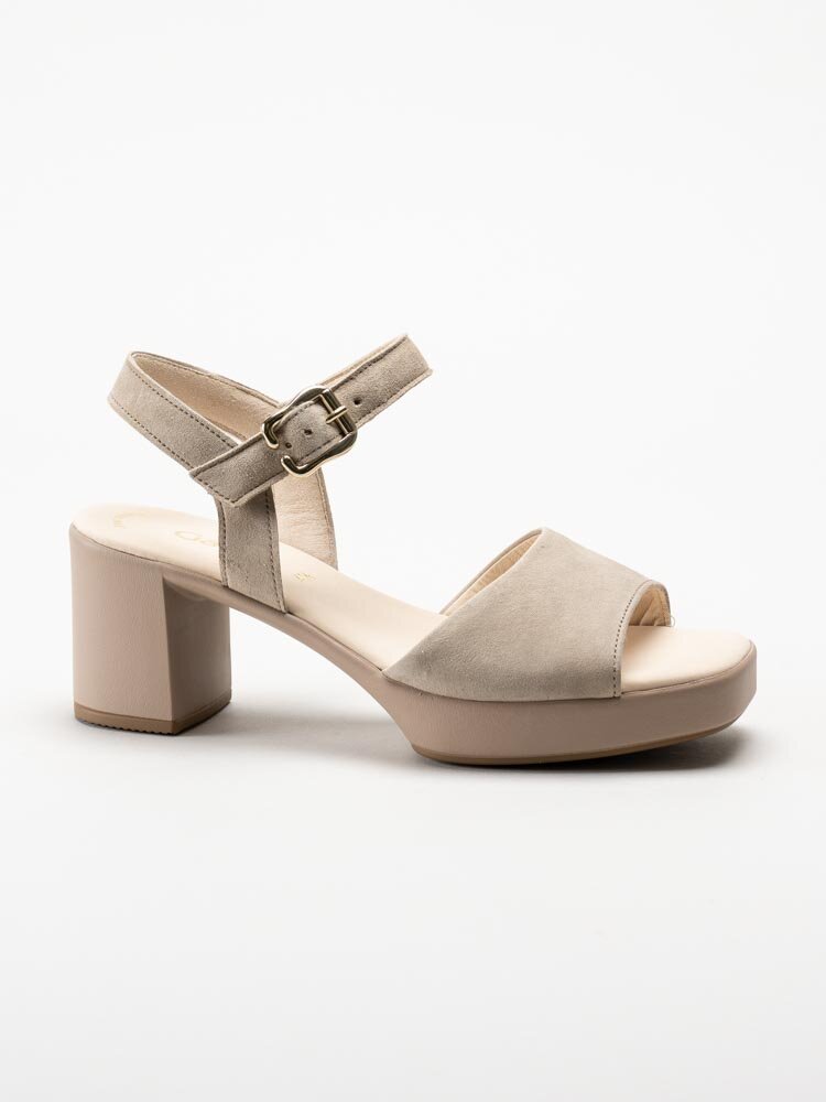 Gabor - Beige platåsandaletter i mocka
