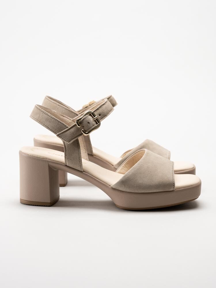 Gabor - Beige platåsandaletter i mocka