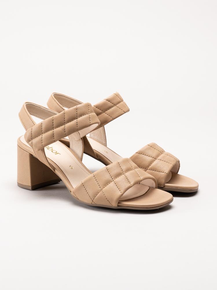 Gabor - Beige sandaletter i quiltat skinn