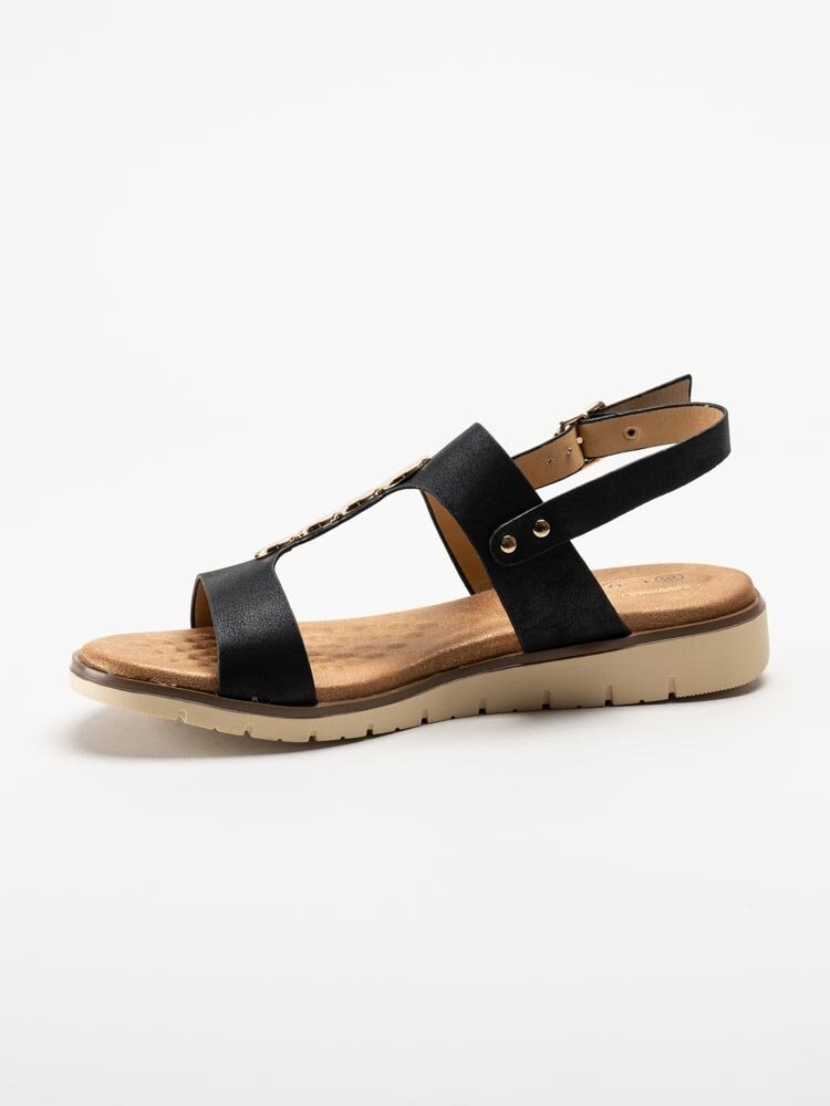 Lunar - 246Nixon - Svarta sandaler med gulddekor