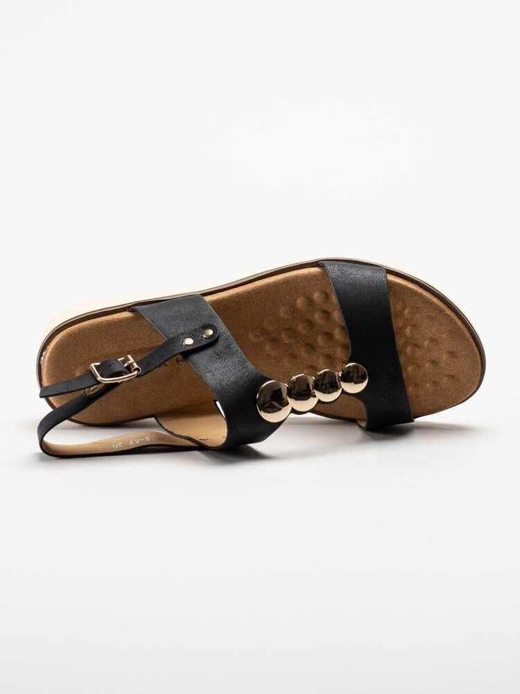 Lunar - 246Nixon - Svarta sandaler med gulddekor