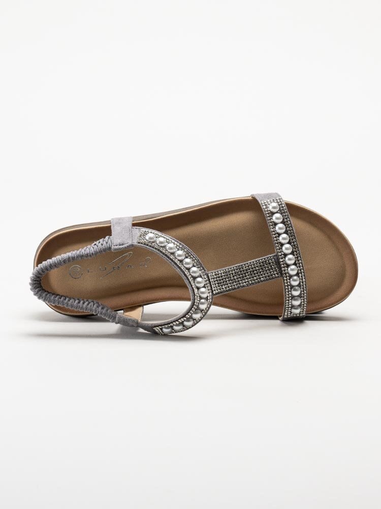 Lunar - 246Tancy - Grå sandaler med pärlor och strass