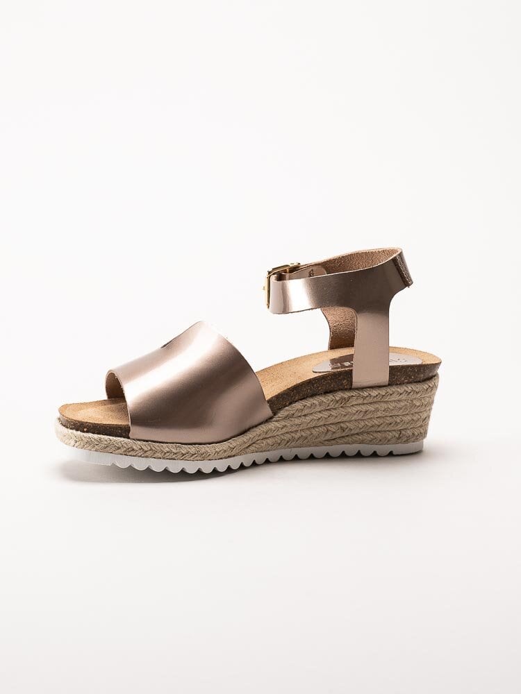 Sweeks - Ingrid - Roséfärgade kilklackade sandaletter i skinn