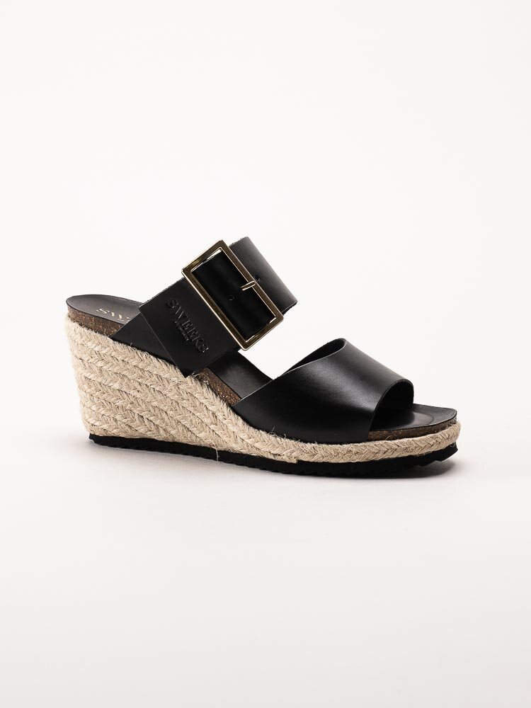 Sweeks - Tyra - Svarta kilklackade slip in sandaletter i skinn