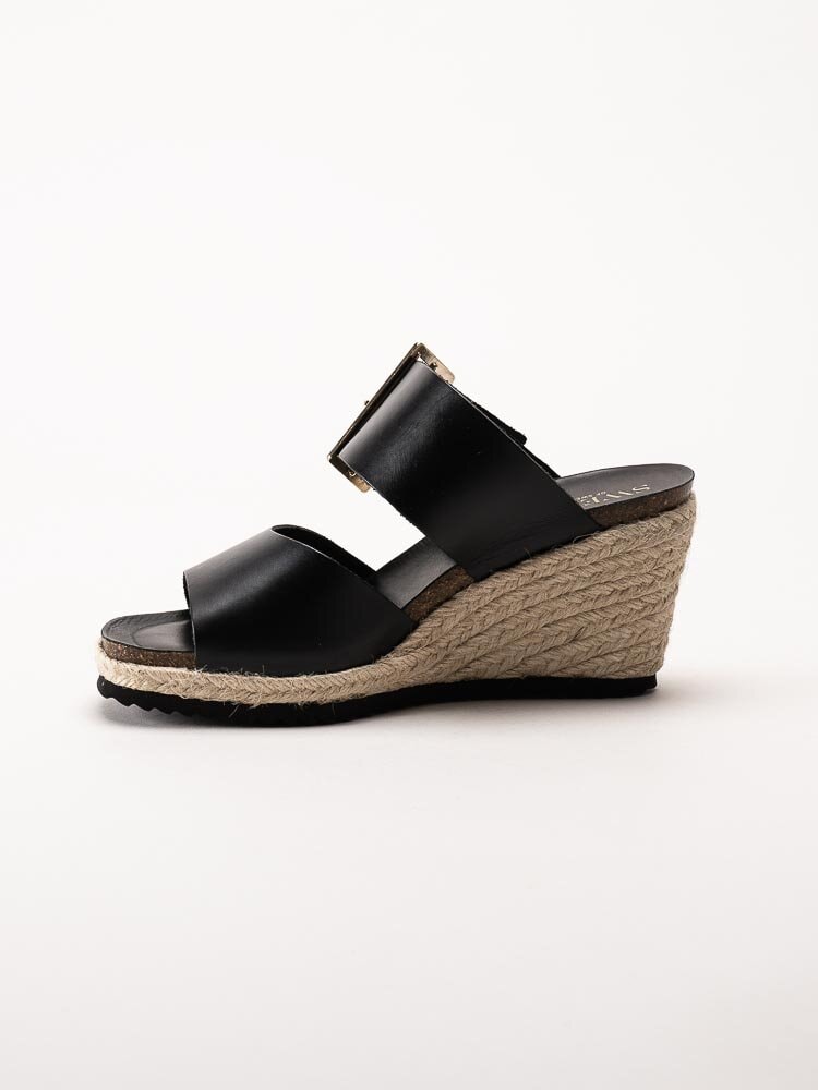 Sweeks - Tyra - Svarta kilklackade slip in sandaletter i skinn