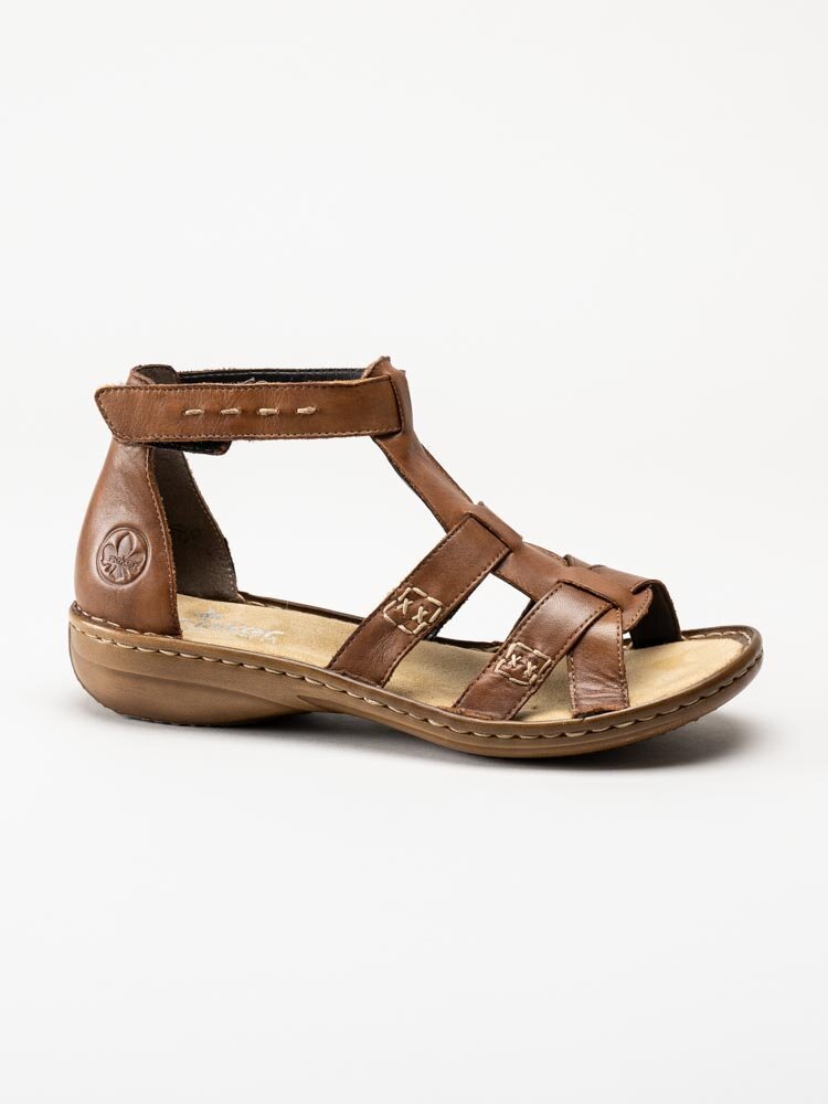 Rieker - Bruna sandaler med vristrem och bakkappa