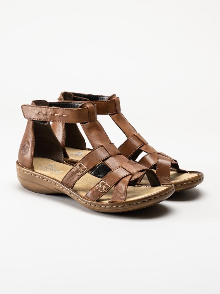 Rieker - Bruna sandaler med vristrem och bakkappa