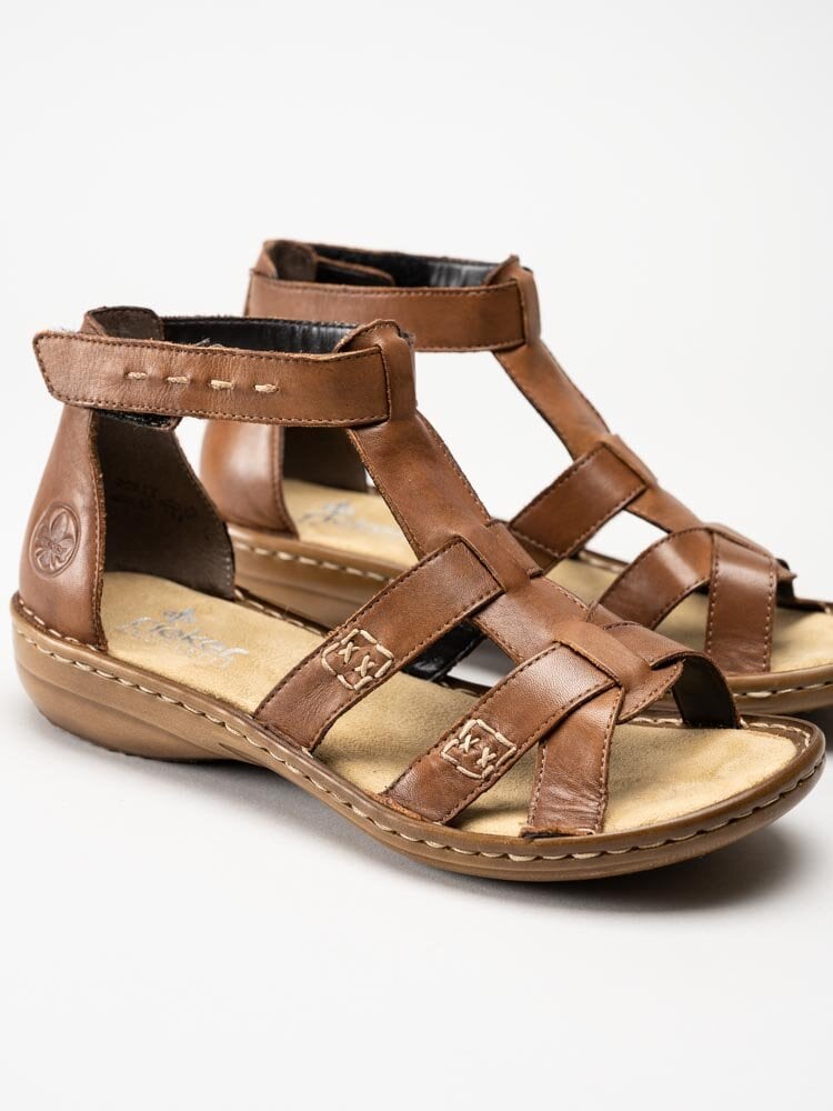 Rieker - Bruna sandaler med vristrem och bakkappa