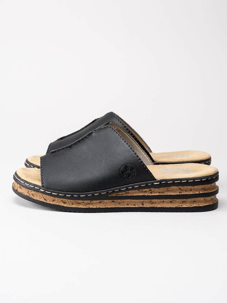 Rieker - Svarta kilklackade slip in sandaler