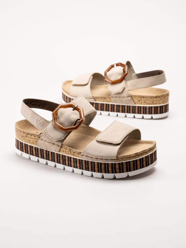 Rieker - Beige platåsandaler