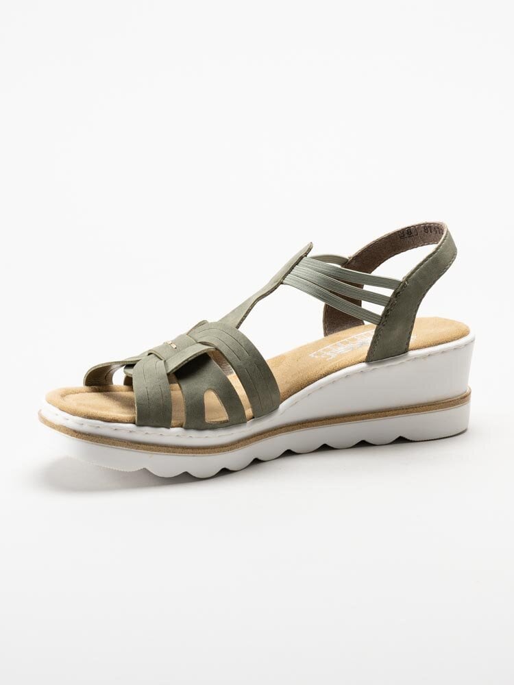 Rieker - Gröna kilklackade sandaletter