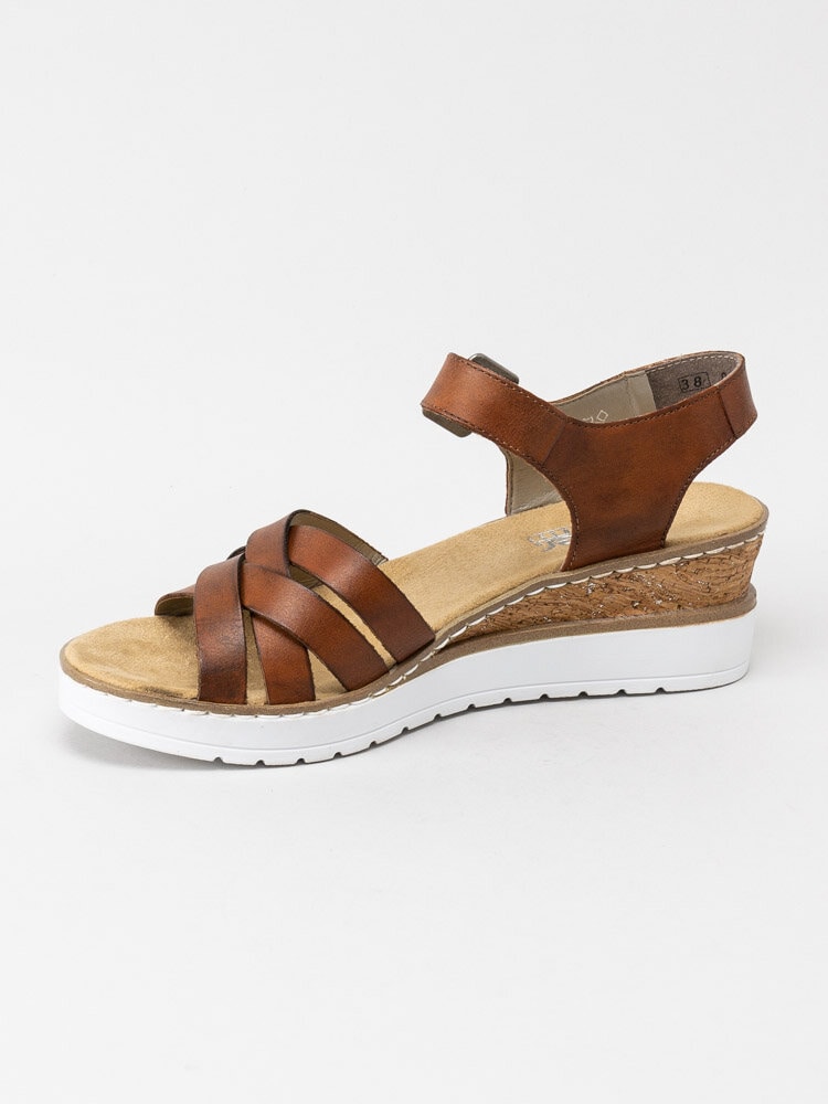 Rieker - Bruna kilklackade sandaler i skinn