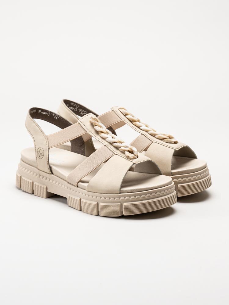 Rieker - Beige sandaler med chunky sula