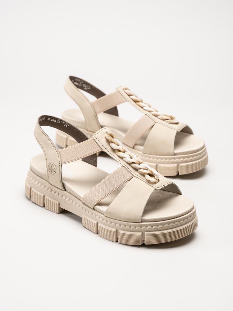 Rieker - Beige sandaler med chunky sula