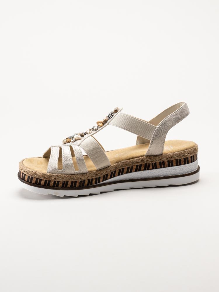 Rieker - Silverfärgade kilklackade sandaletter