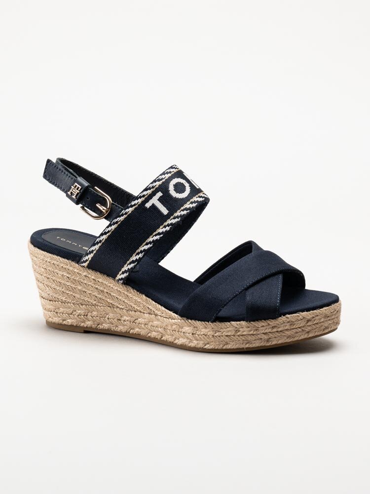 Tommy Hilfiger - Seasonal Webbing Mid Wedge - Mörkblå kilklackade sandaletter