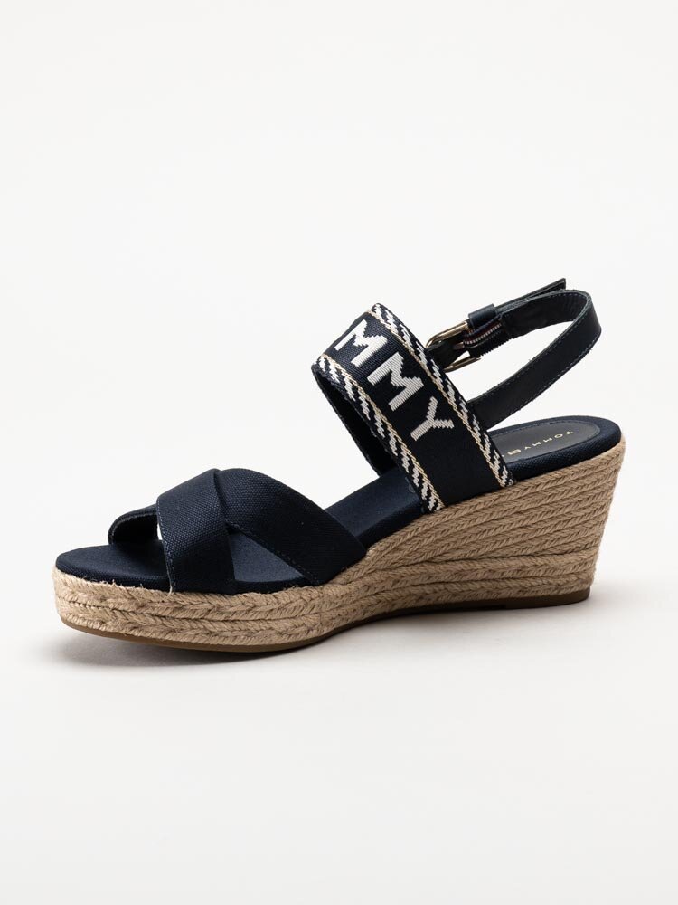 Tommy Hilfiger - Seasonal Webbing Mid Wedge - Mörkblå kilklackade sandaletter