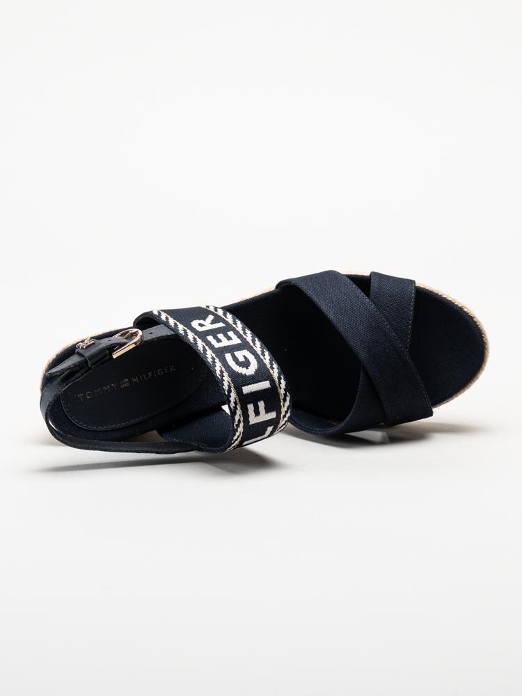 Tommy Hilfiger - Seasonal Webbing Mid Wedge - Mörkblå kilklackade sandaletter