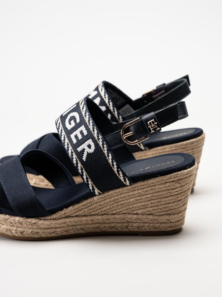 Tommy Hilfiger - Seasonal Webbing Mid Wedge - Mörkblå kilklackade sandaletter