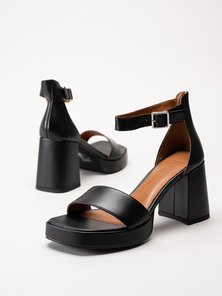 Vagabond - Fiona - Svarta platå-sandaletter i skinn