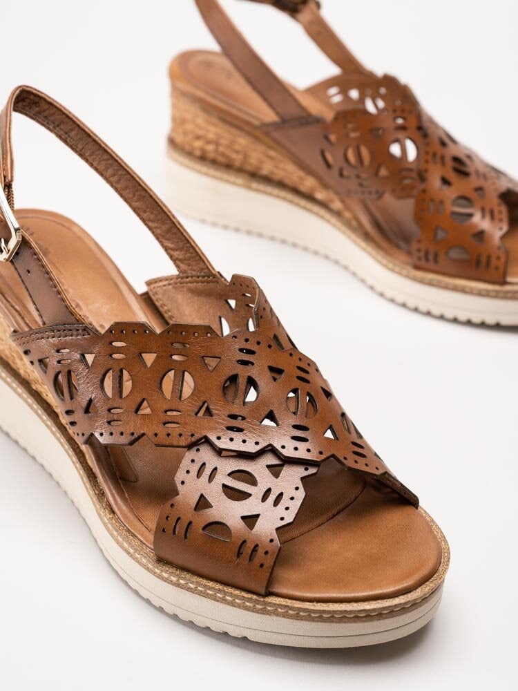 Tamaris - Bruna sandaletter  i skinn